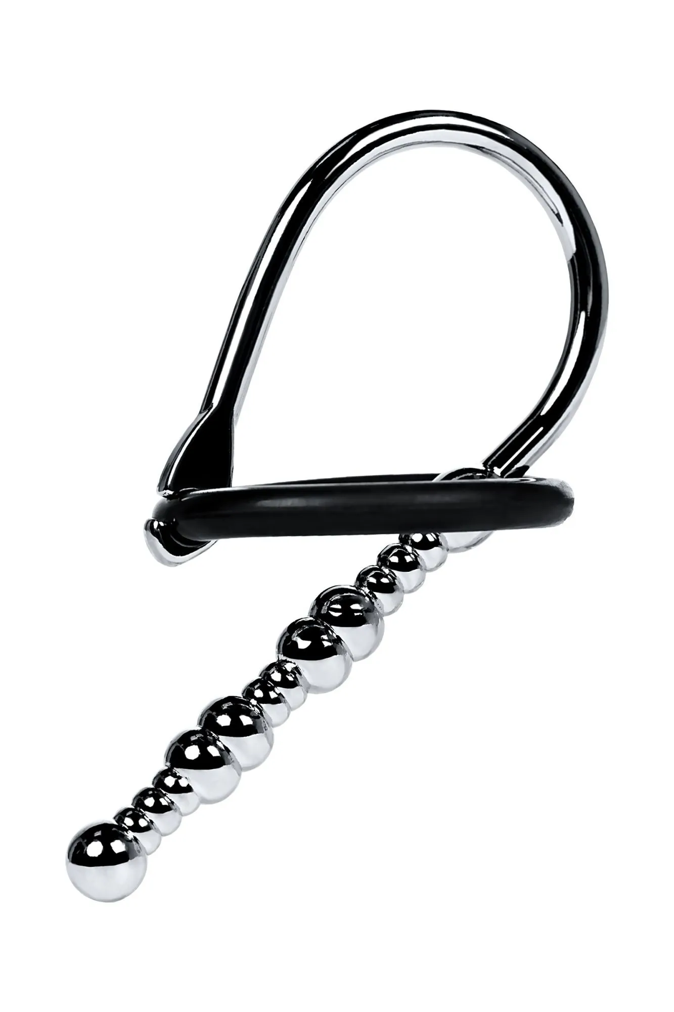 уретральный плаг-бусины toyfa metal  с мягким фиксириющим кольцом, серебряный, 5 см в Перми