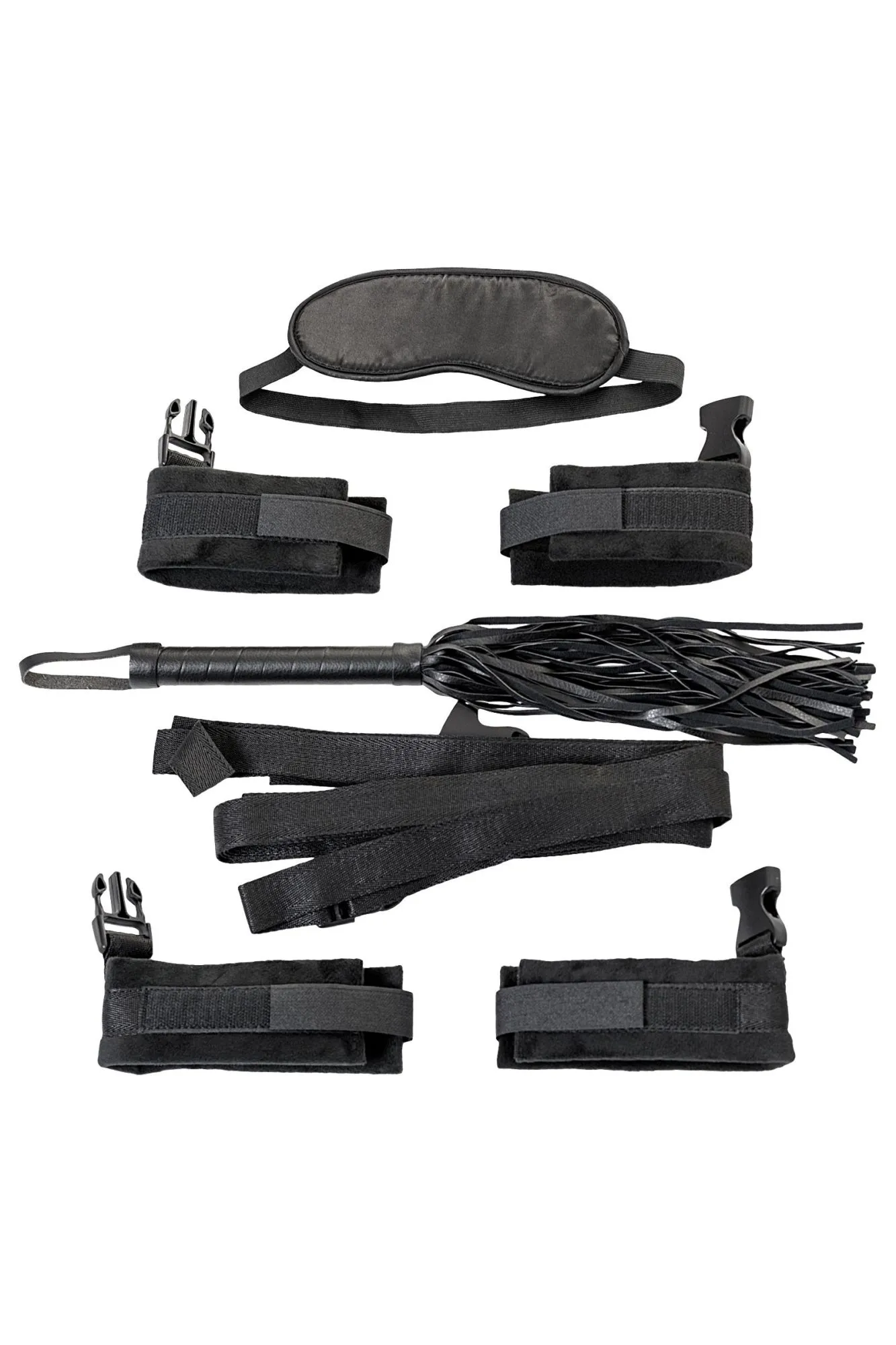 набор бондажный toyfa theatre: ремни, плетка, наручники, оковы, маска, текстиль, чёрный в Перми