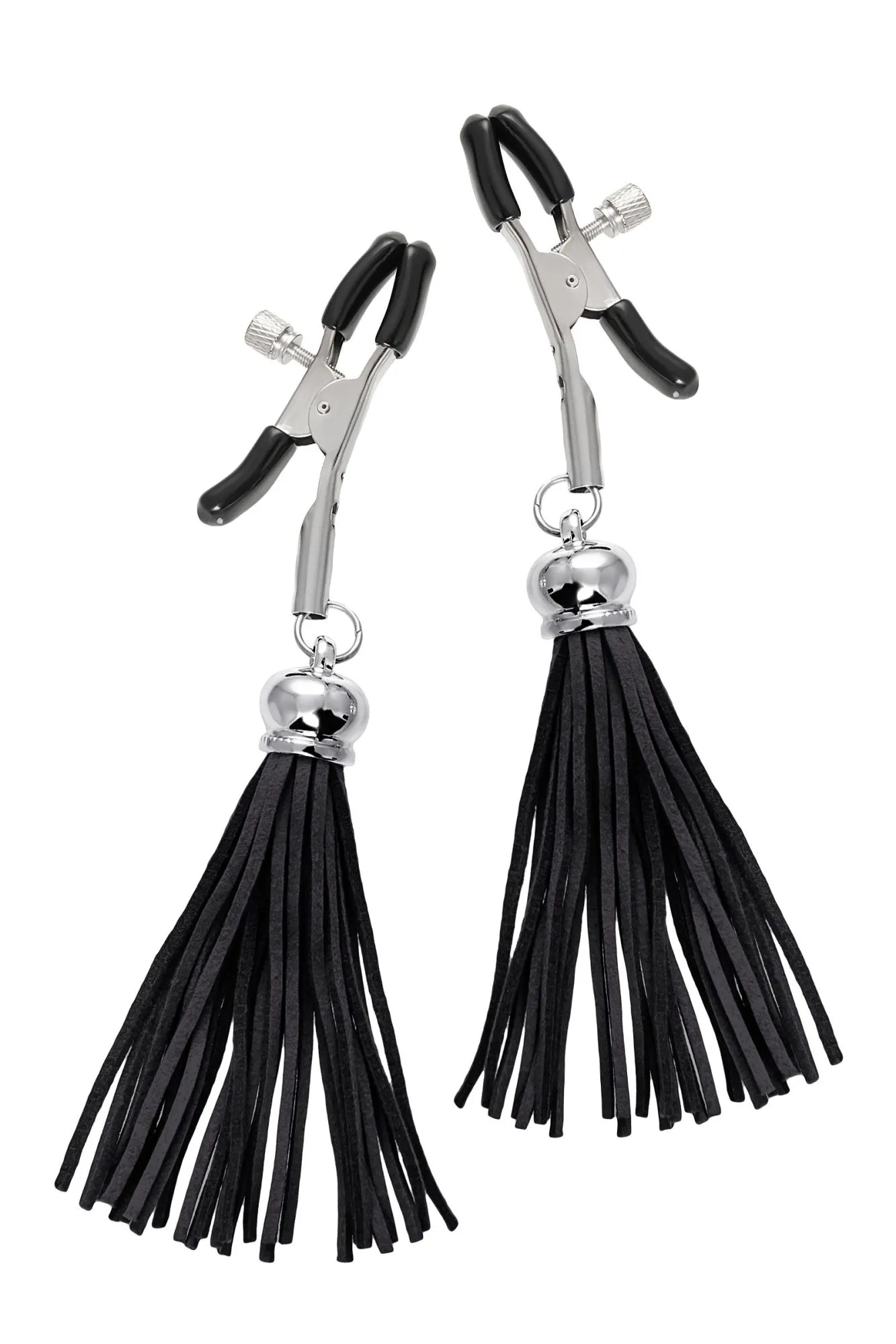 зажимы на соски pecado bdsm, «прищепки», с кисточками из замши, металл, черные в Перми