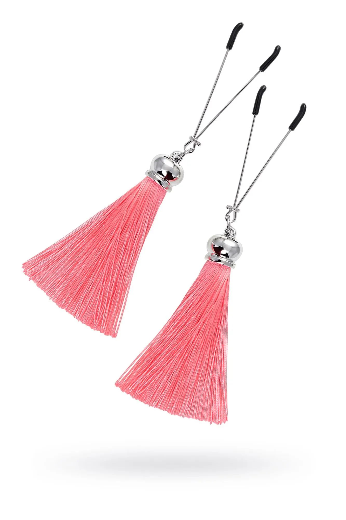 зажимы на соски pecado bdsm, «вилки», с кисточками из шелка, металл, розовые в Перми