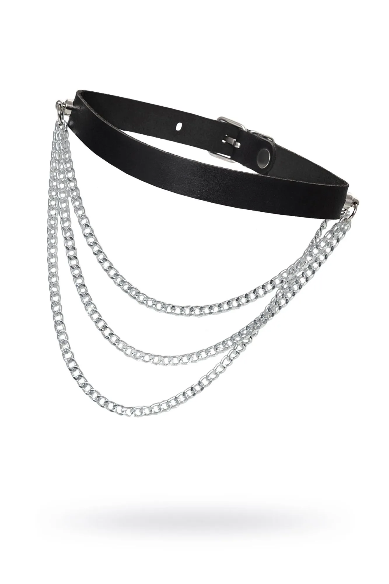 чокер pecado bdsm, с цепочками, модель 1, натуральная кожа, черный в Перми