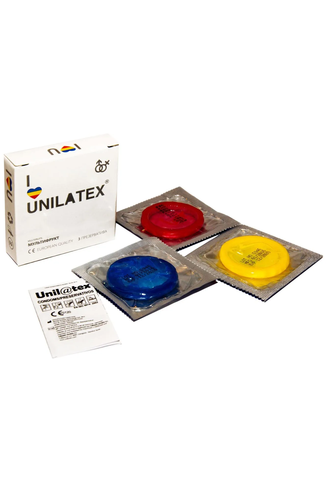 презервативы unilatex, multifrutis, аромат, цветные, 19 см, 5,4 см, 3 шт. в Перми