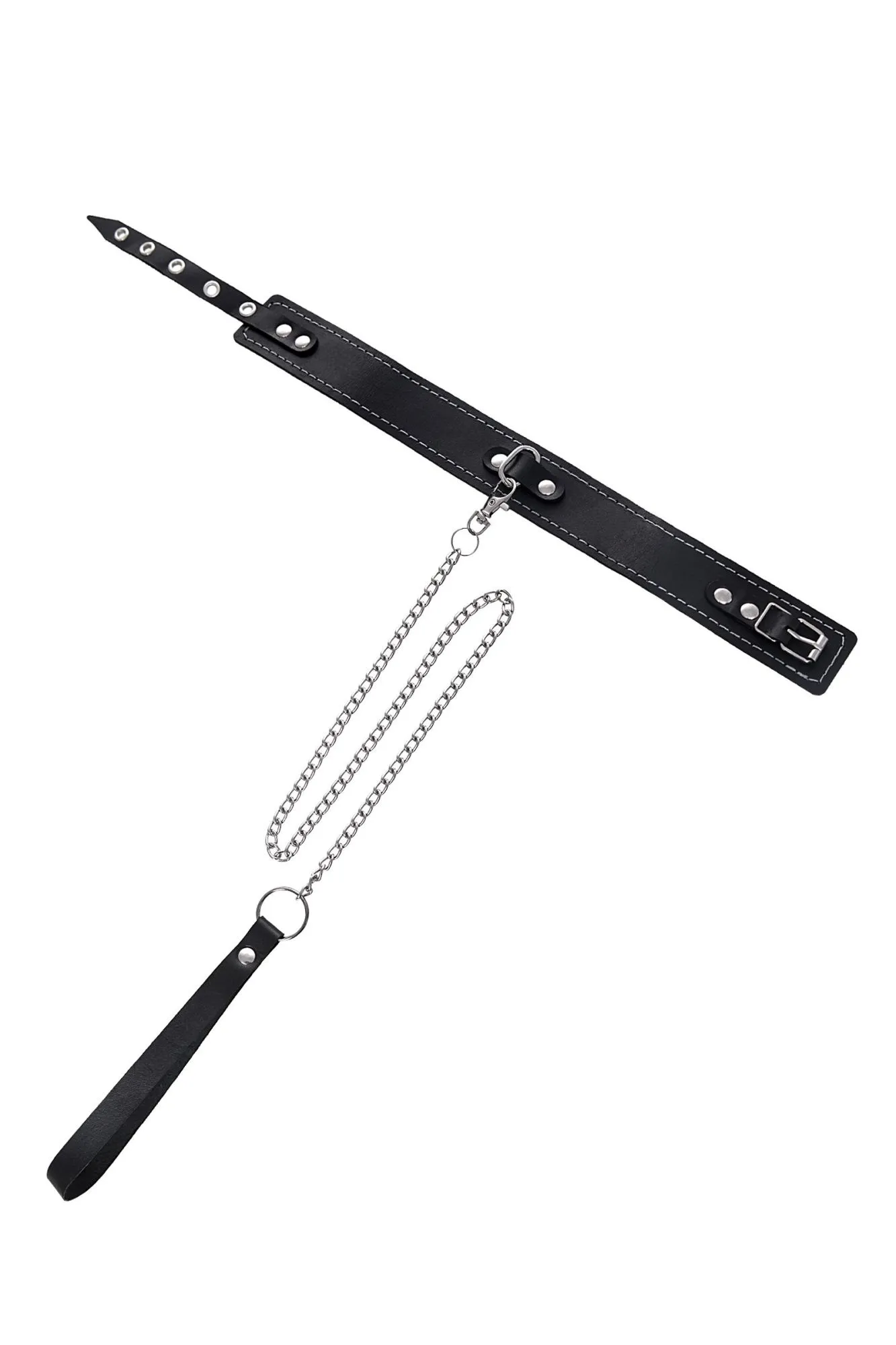 ошейник pecado bdsm, двухслойный с белой строчкой, натуральная кожа, черный в Перми