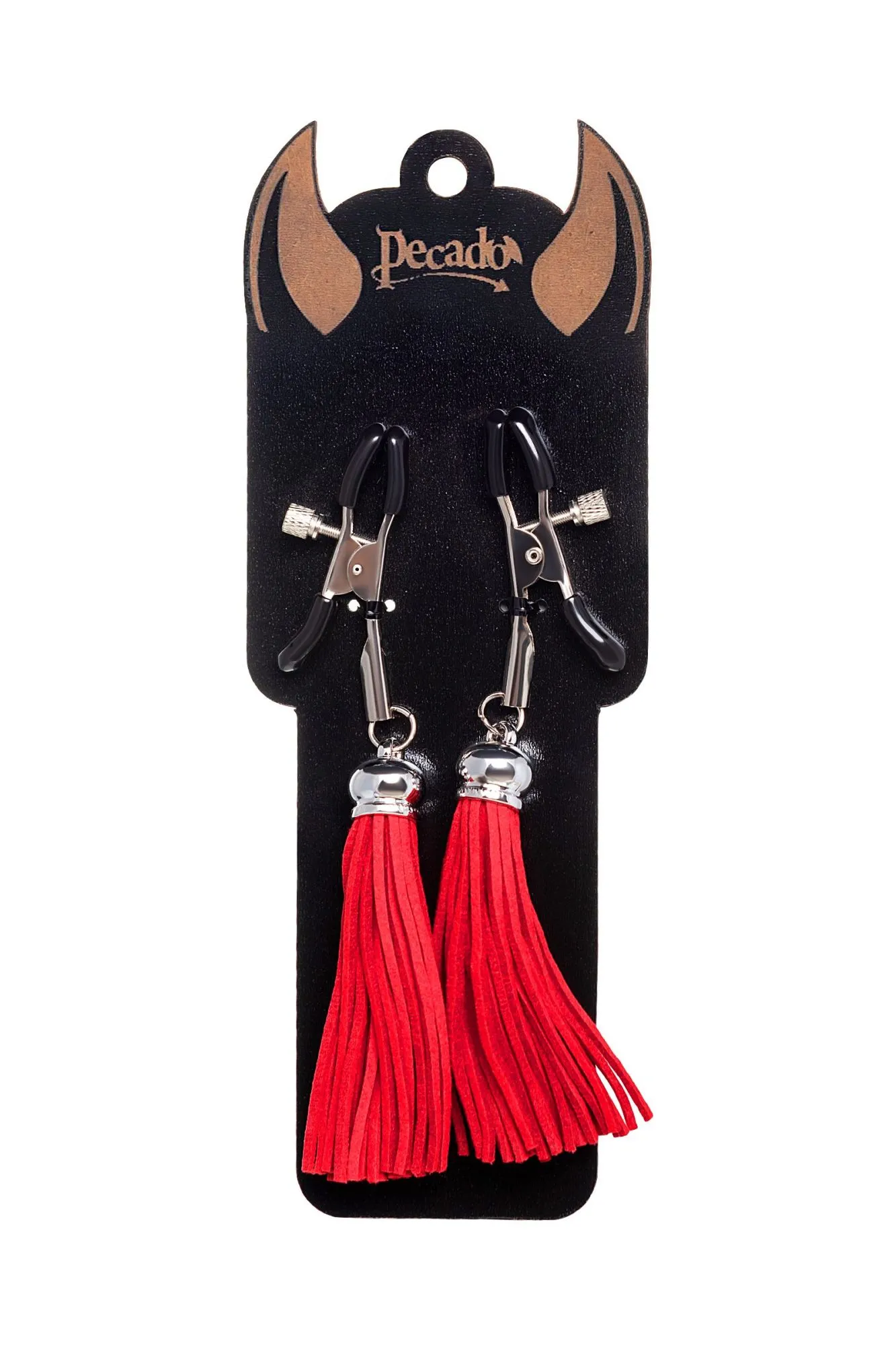 зажимы на соски pecado bdsm, «прищепки», с кисточками из замши, металл, красные в Перми