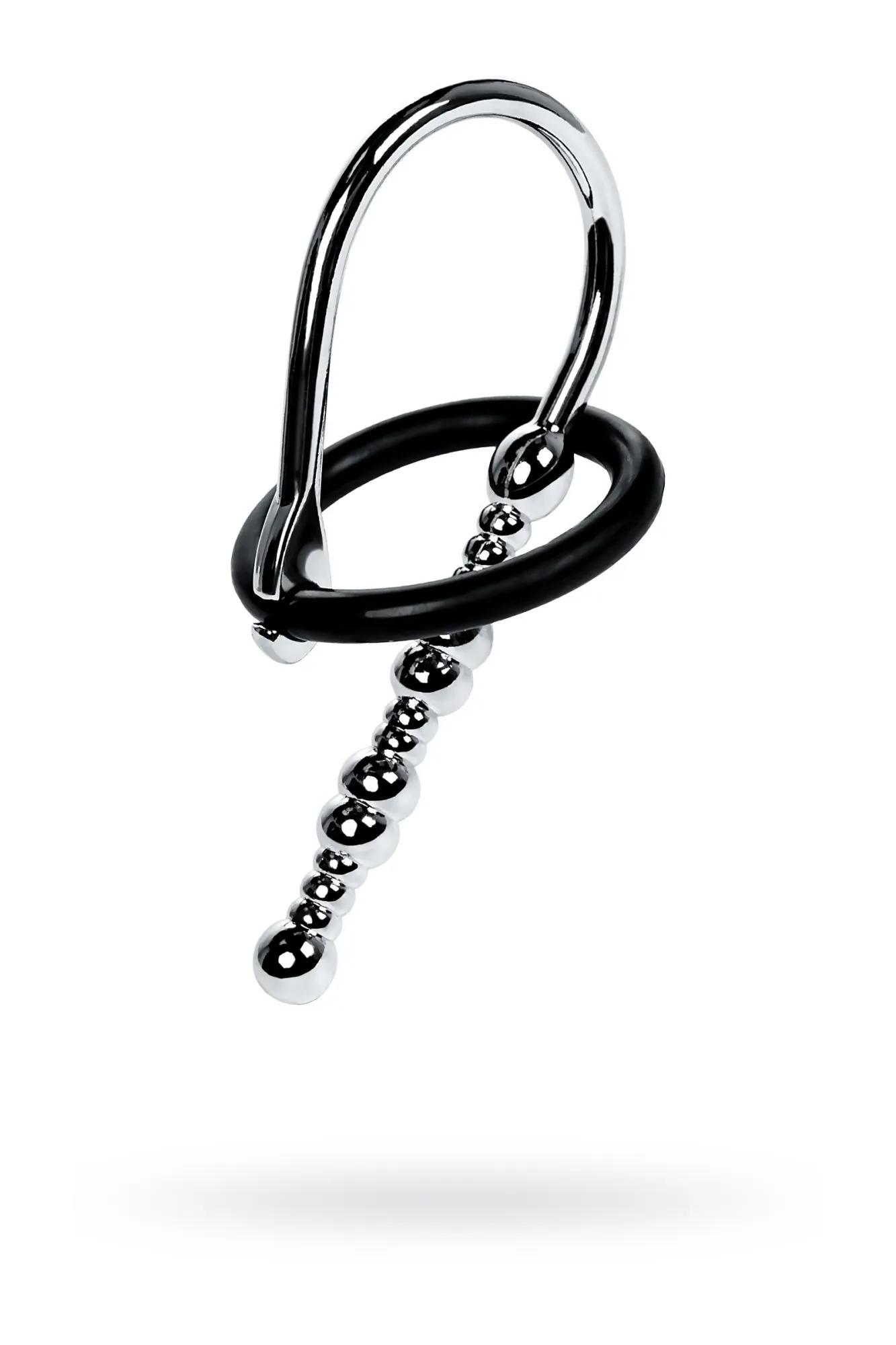 уретральный плаг-бусины toyfa metal  с мягким фиксириющим кольцом, серебряный, 5 см в Перми