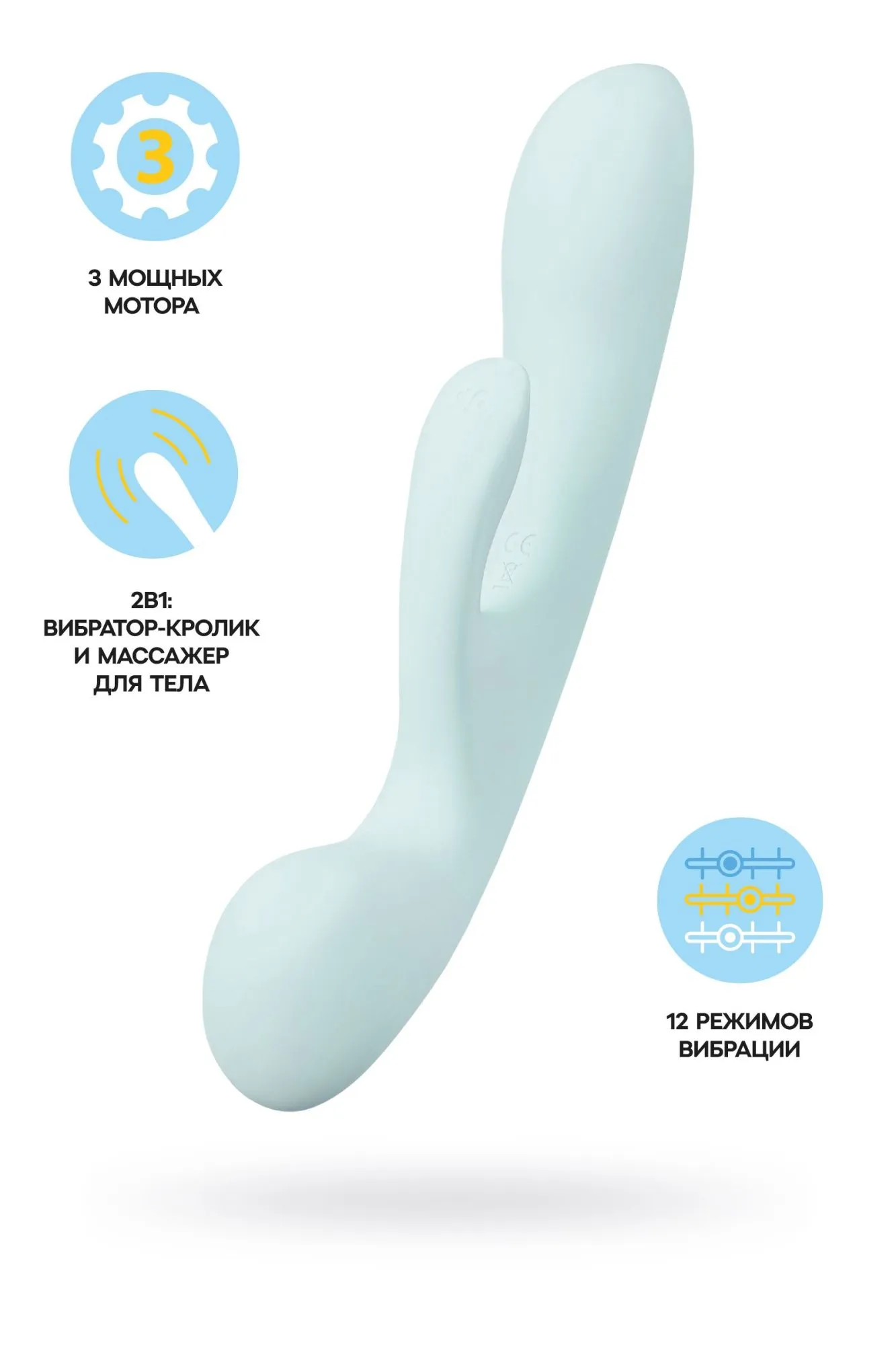 нереалистичный вибратор satisfyer triple oh, силикон, голубой, 24 см в Перми