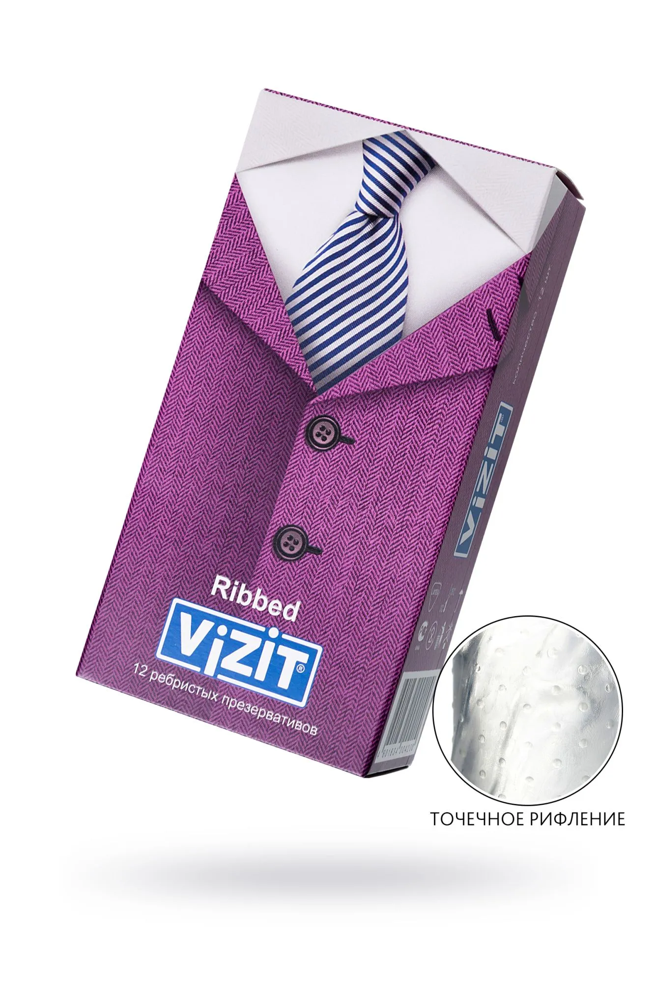 презервативы vizit, ребристые, латекс, 18 см, 5,2 см, 12 шт. в Перми