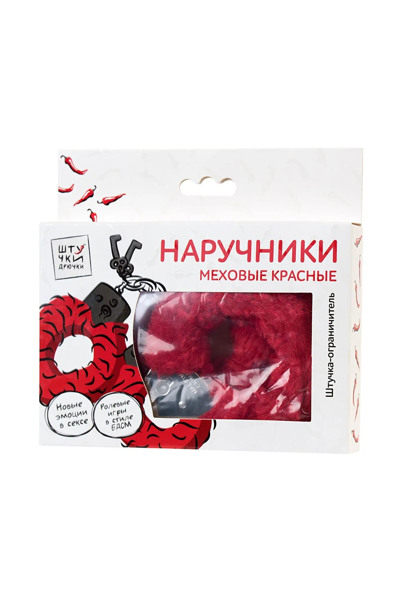 наручники штучки-дрючки, меховые, красные в Перми