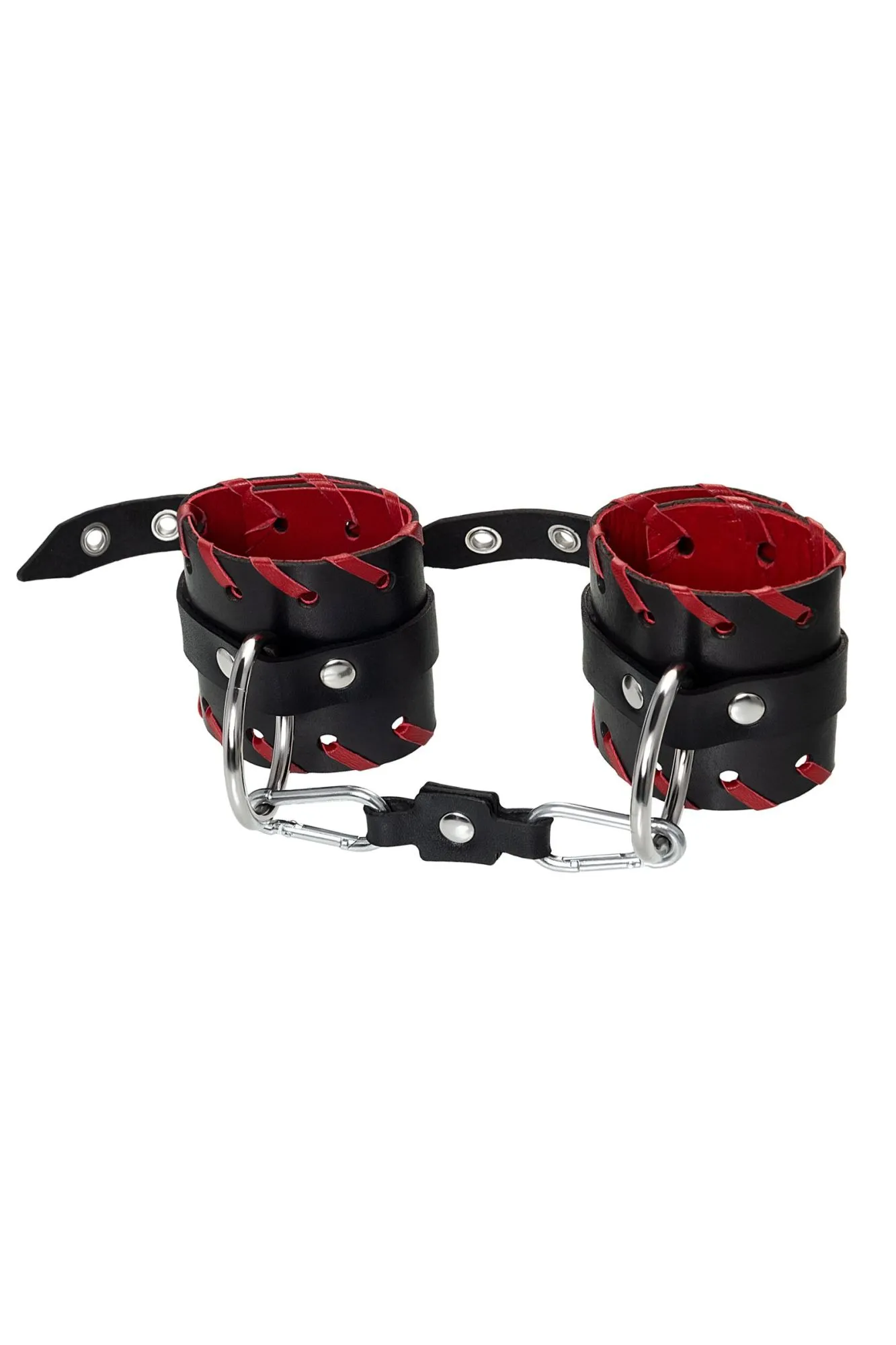 наручники pecado bdsm, с красной окантовкой, натуральная кожа, черные в Перми