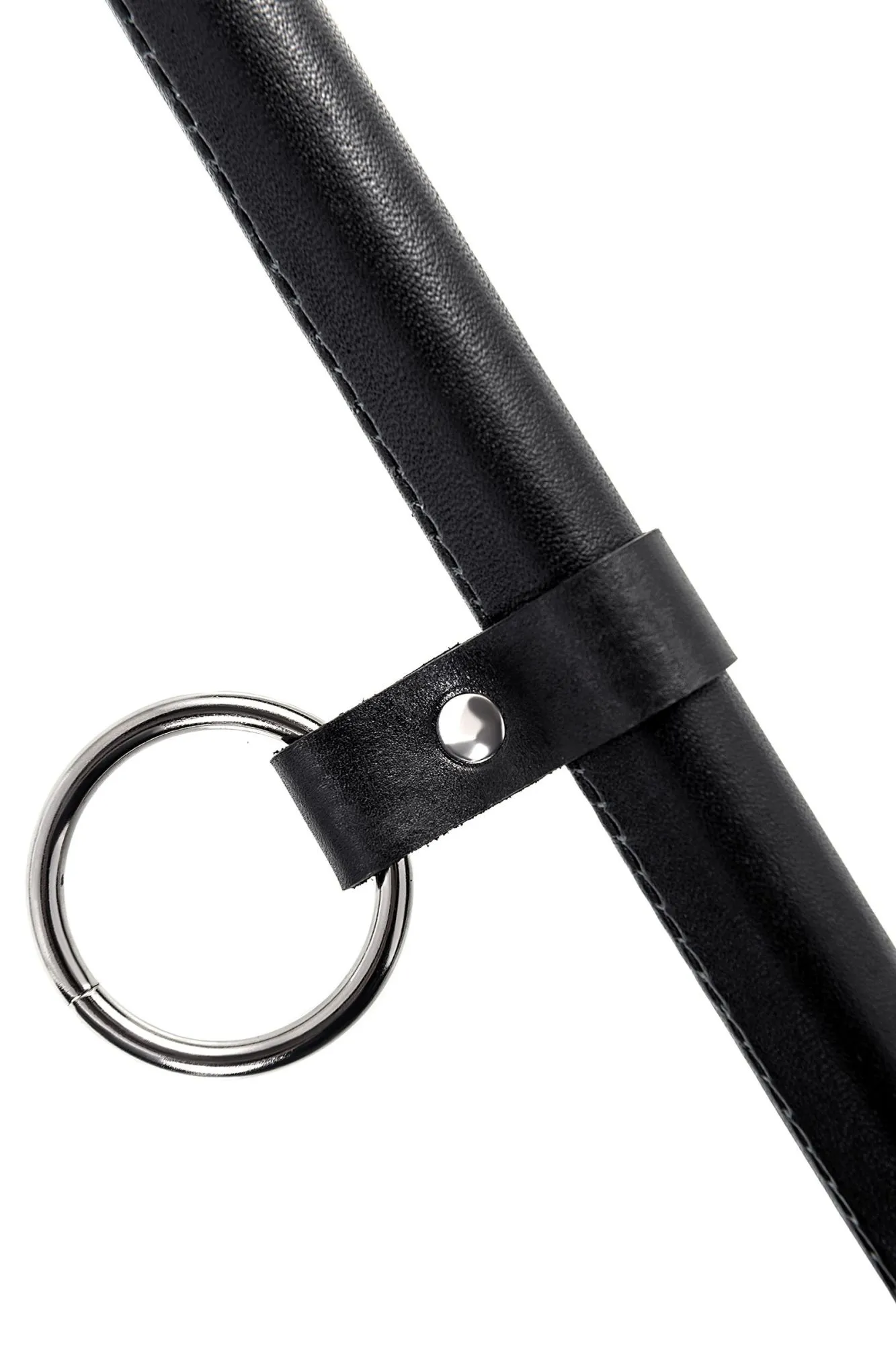 распорка большая для фиксации pecado bdsm, с кольцом, натуральная кожа и дерево, черная в Перми