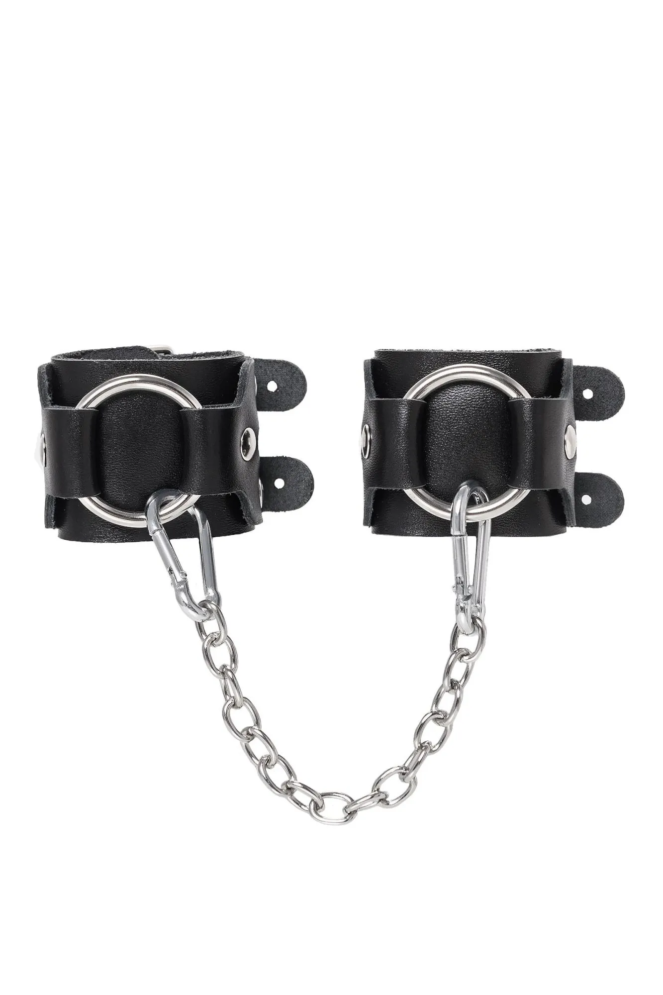 наручники-браслеты pecado bdsm, с двумя ремешками, натуральная кожа, чёрные в Перми