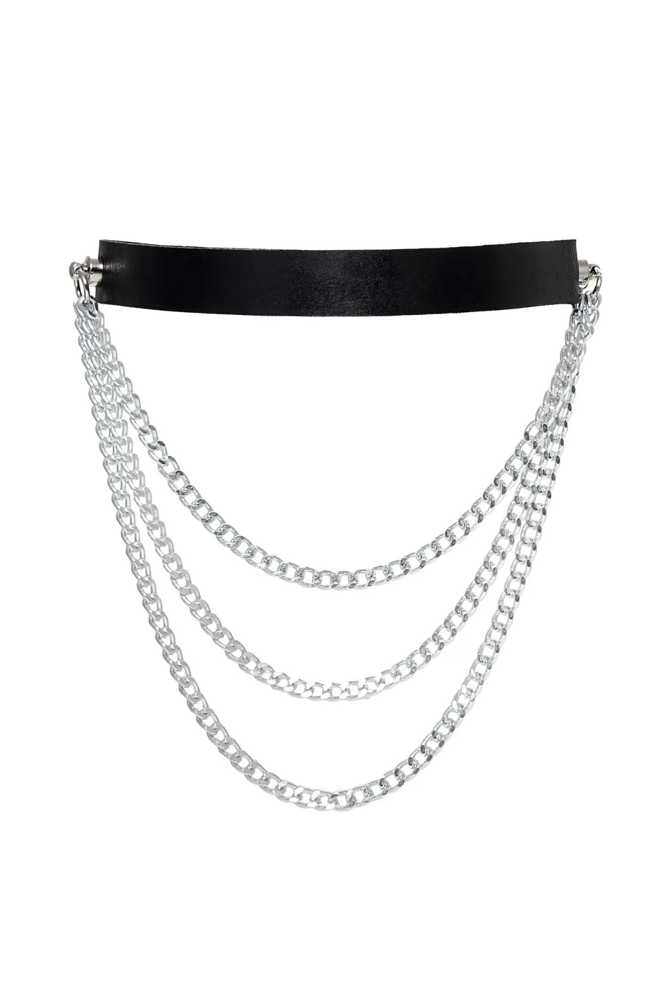 чокер pecado bdsm, с цепочками, модель 1, натуральная кожа, черный в Перми