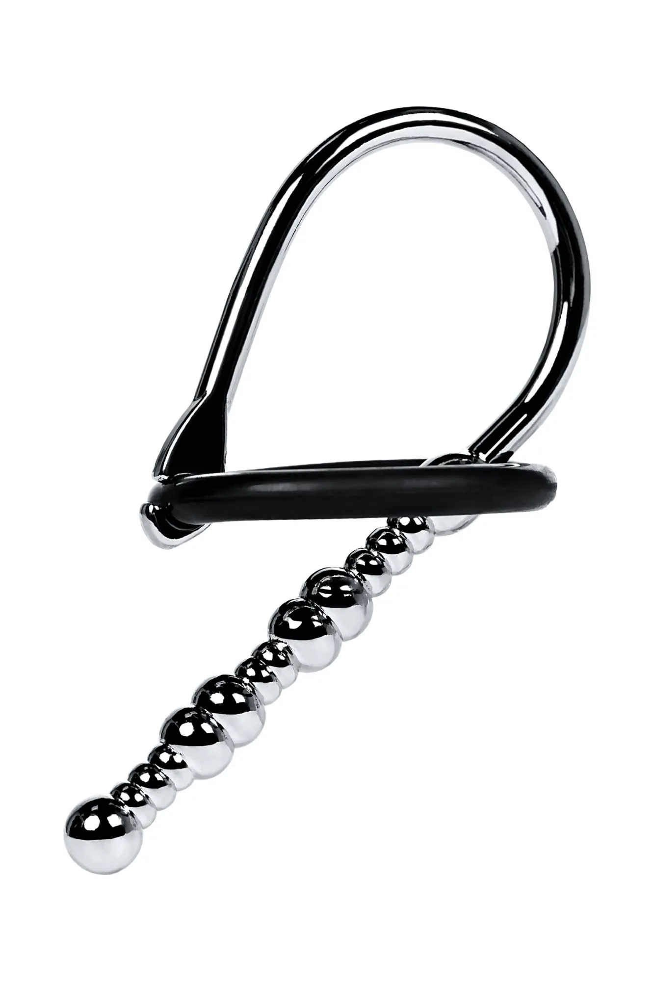 уретральный плаг-бусины toyfa metal  с мягким фиксириющим кольцом, серебряный, 5 см в Перми