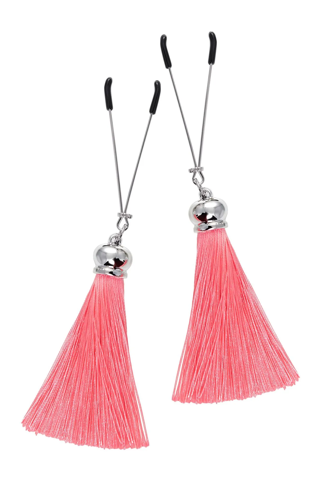 зажимы на соски pecado bdsm, «вилки», с кисточками из шелка, металл, розовые в Перми