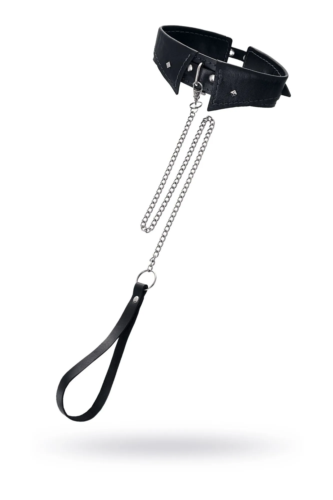 ошейник-воротник pecado bdsm,с поводком, натуральная кожа, чёрный в Перми