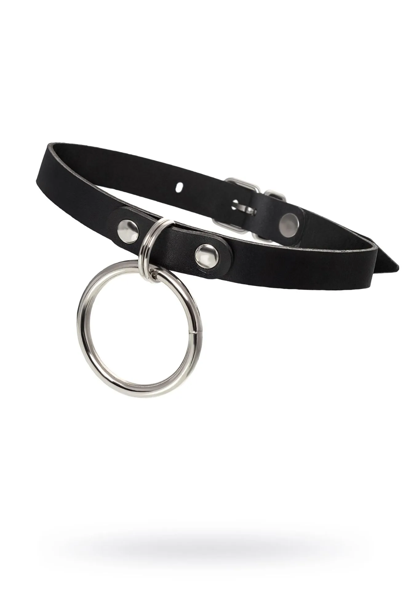 чокер pecado bdsm, с круглым кольцом, модель 2, натуральная кожа, чёрный в Перми