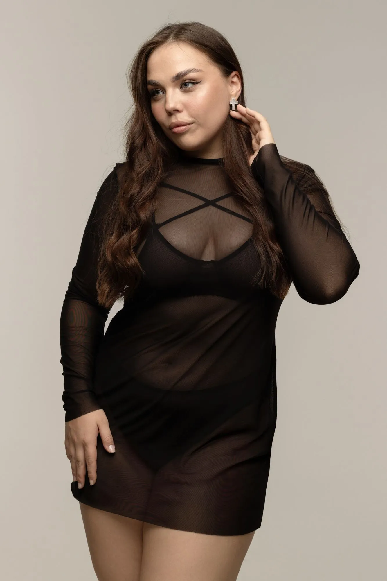 Эротическое платье pinkrabbit из эластичной сетки, чёрное в Перми