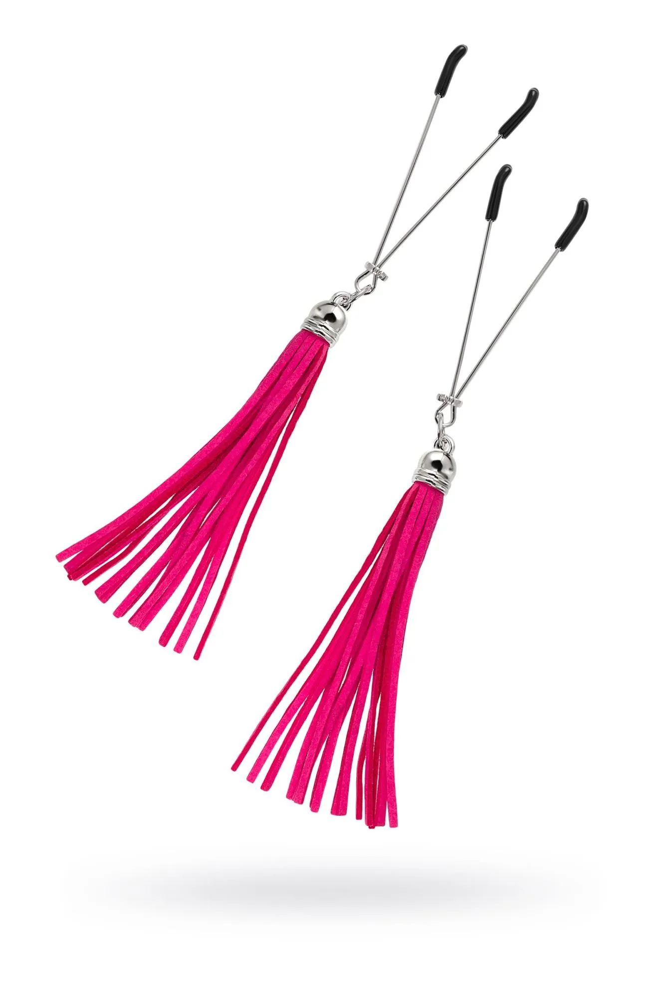 зажимы на соски pecado bdsm, «вилки», с кисточками из замши, металл, фуксия в Перми