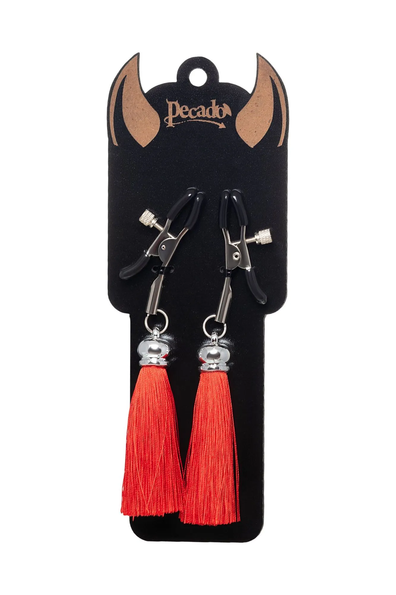 зажимы на соски pecado bdsm, «прищепки», с кисточками из шелка, металл, красные в Перми