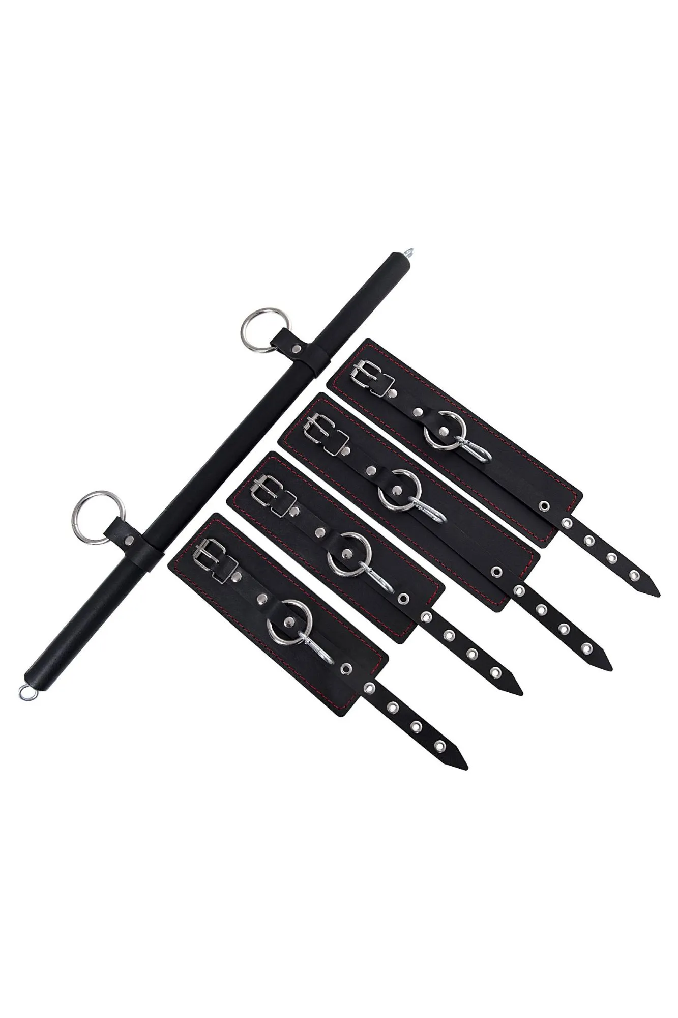 бондажный набор pecado bdsm, 4 точки фиксации, распорка, наручники, оковы, натуральная кожа, черный в Перми