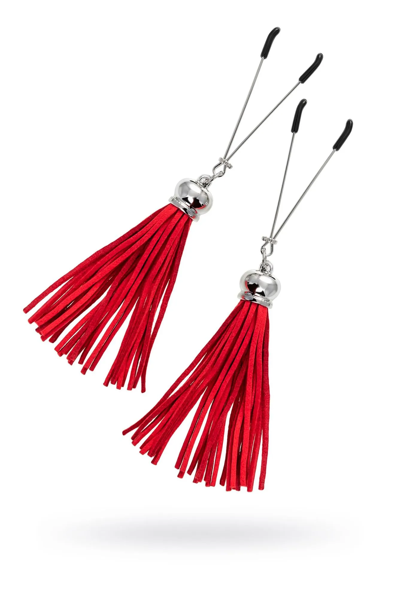 зажимы на соски pecado bdsm, «вилки», с кисточками из замши, металл, красные в Перми