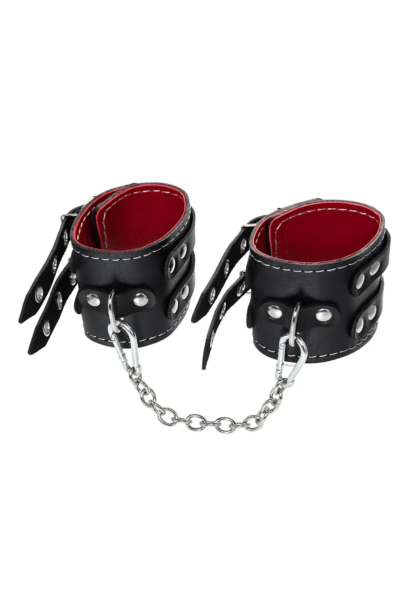 оковы pecado bdsm, с двумя ремнями и красной подкладкой, натуральная кожа, черные в Перми