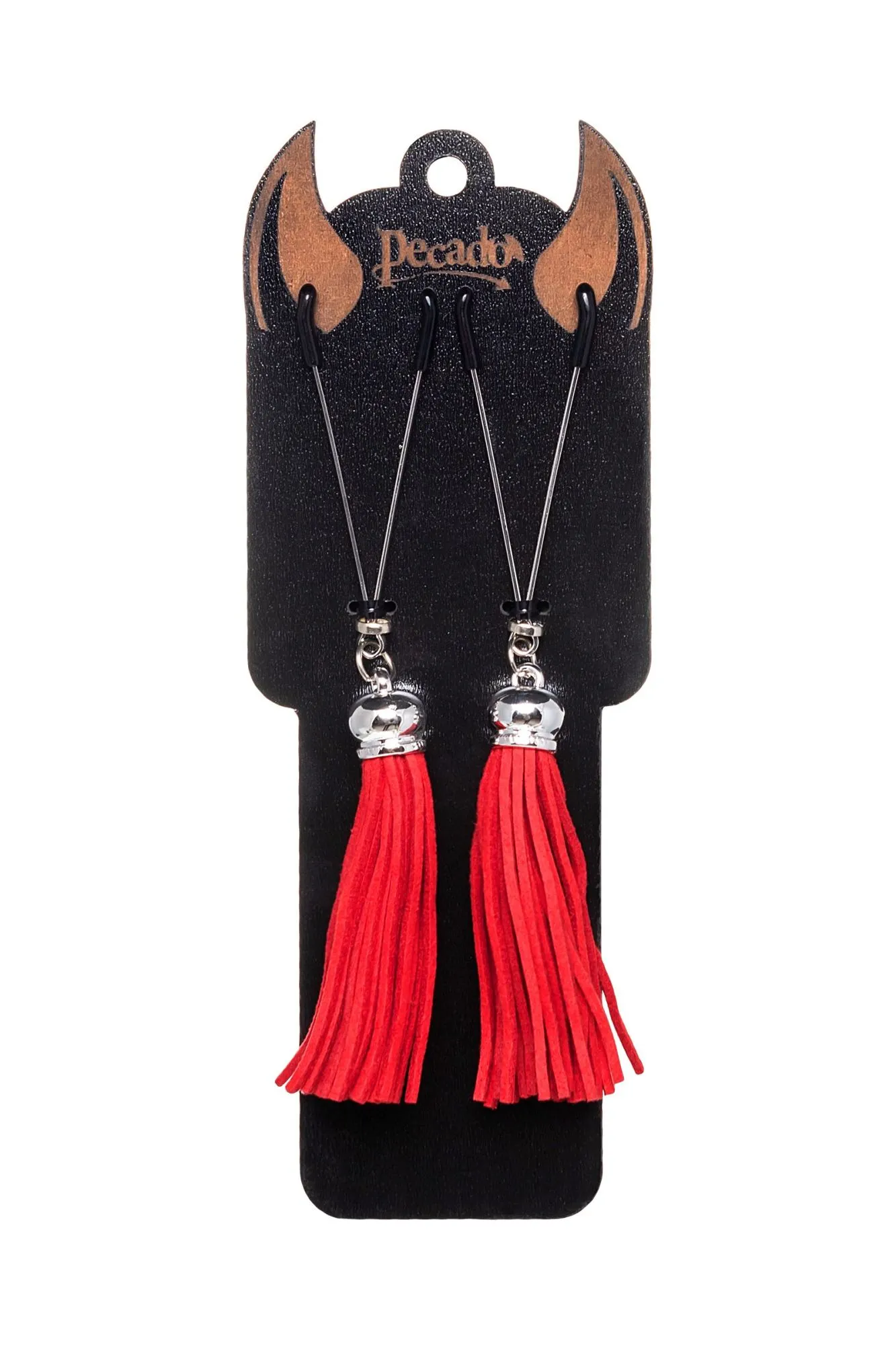 зажимы на соски pecado bdsm, «вилки», с кисточками из замши, металл, красные в Перми