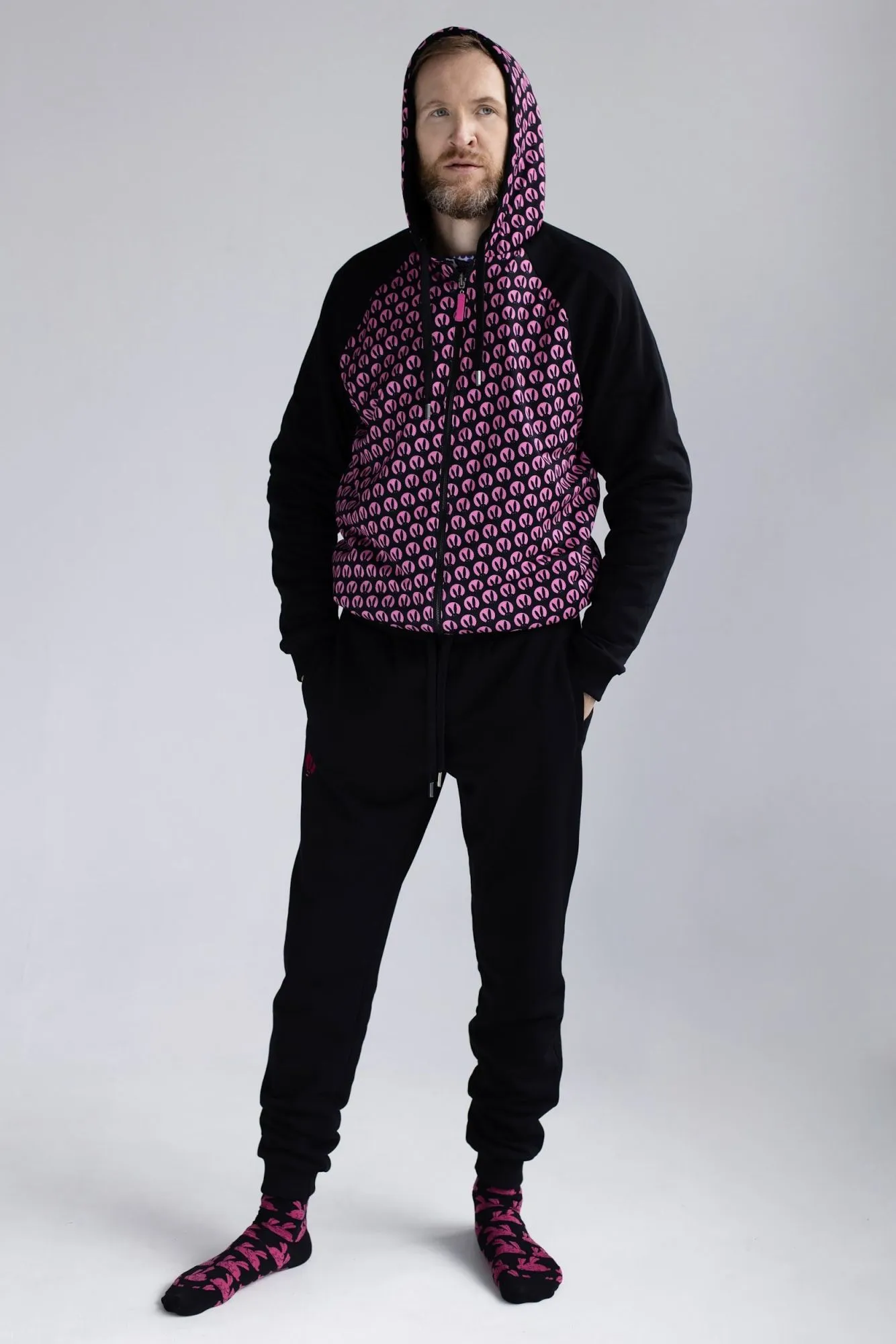 Костюм PinkRabbit из хлопкового футера, двусторонний, чёрный