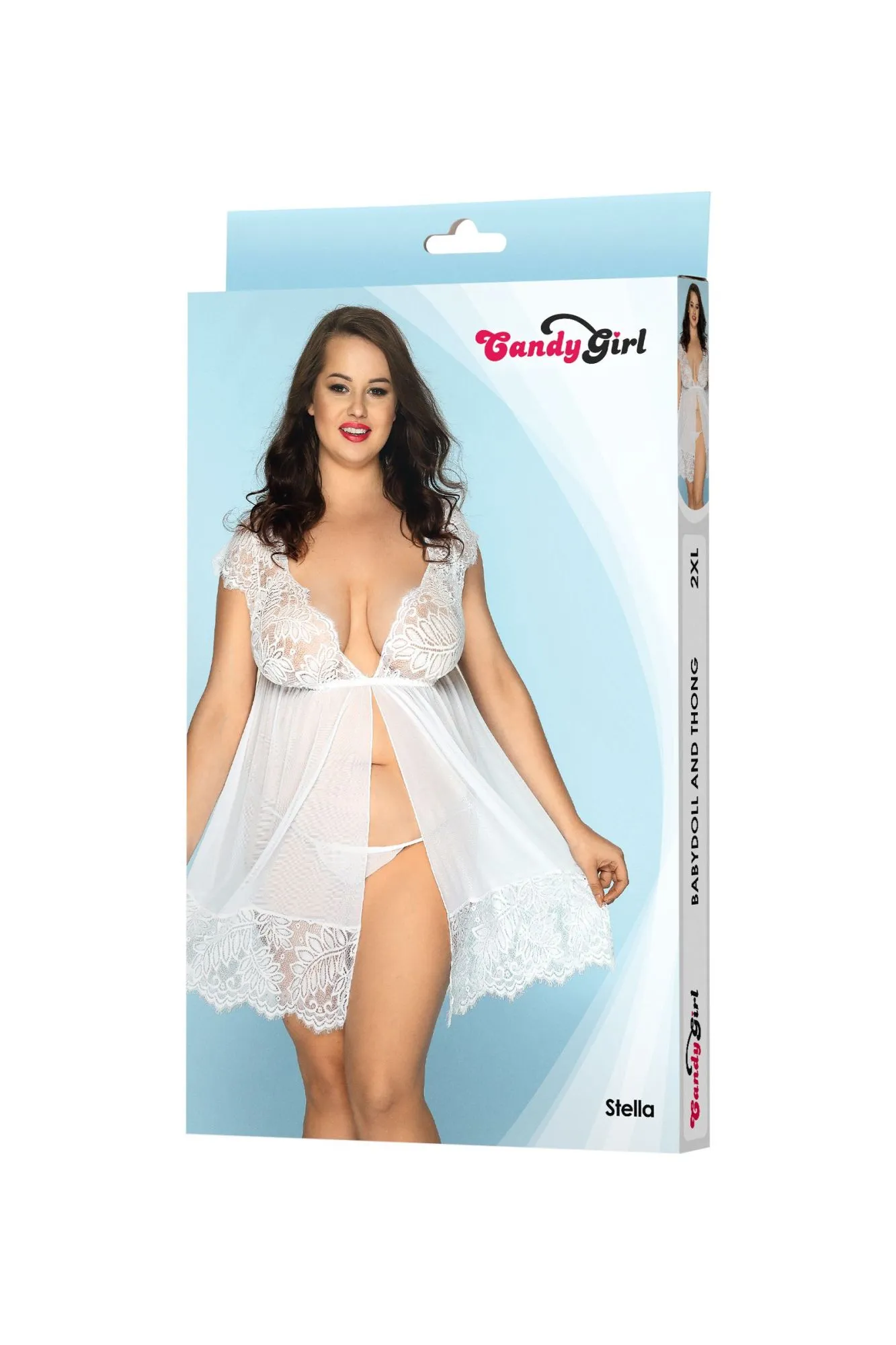 Эротическое комбинация и стринги candy girl stella белые, 2xl в Перми