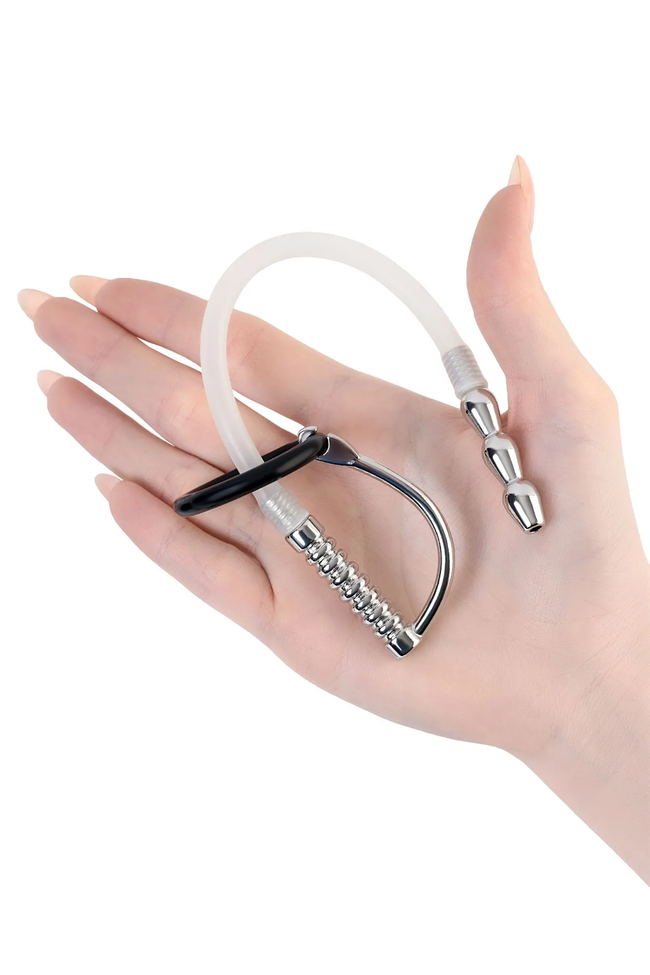 уретральный катетер metal by toyfa, со сменными фиксирующими кольцами, силикон, серебряный в Перми