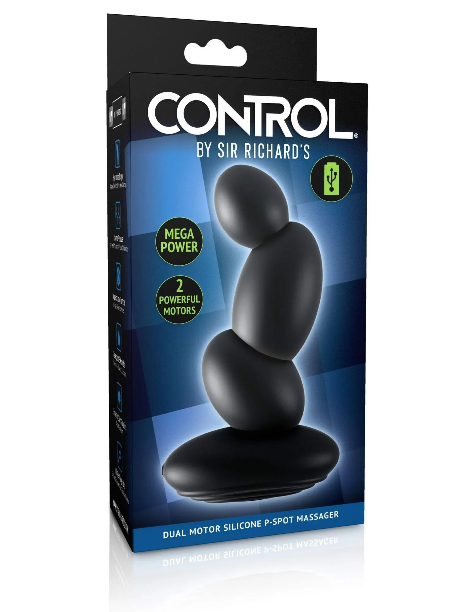 анальный массажер control by sir richards dual motor silicone pspot massager, чёрный в Перми
