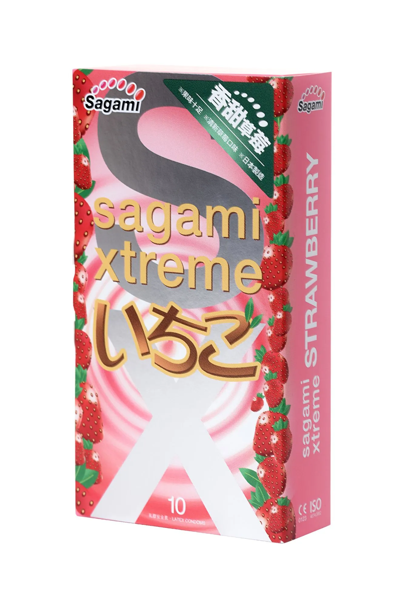 презервативы sagami, xtreme, strawberry, латекс, 19 см, 5,2 см, 10 шт. в Перми