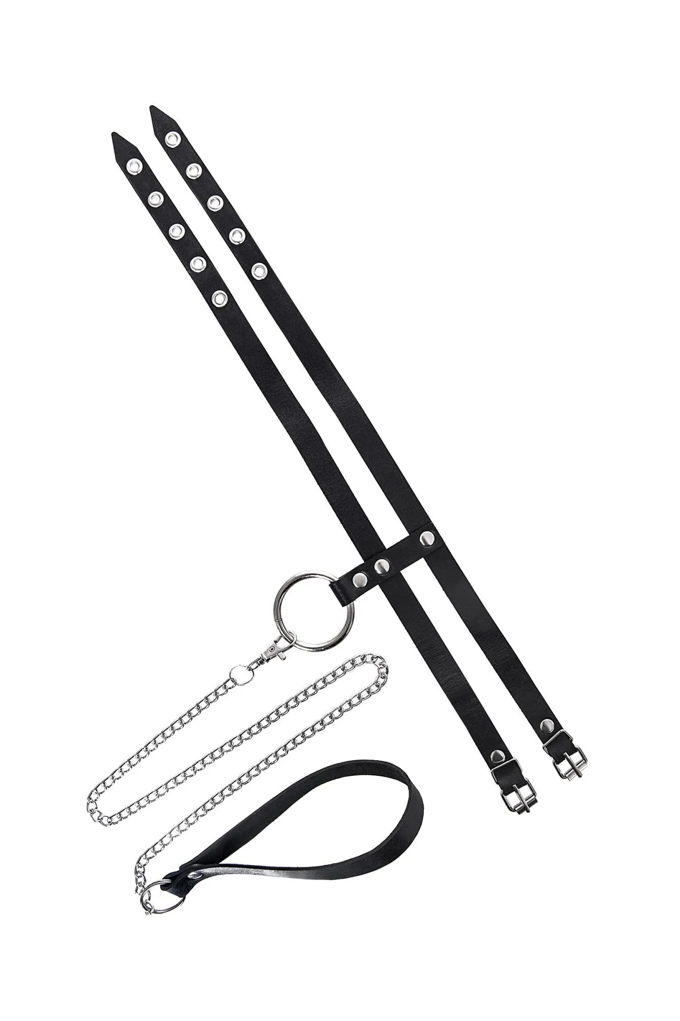 ошейник pecado bdsm, из двух ремешков, натуральная кожа, черный в Перми