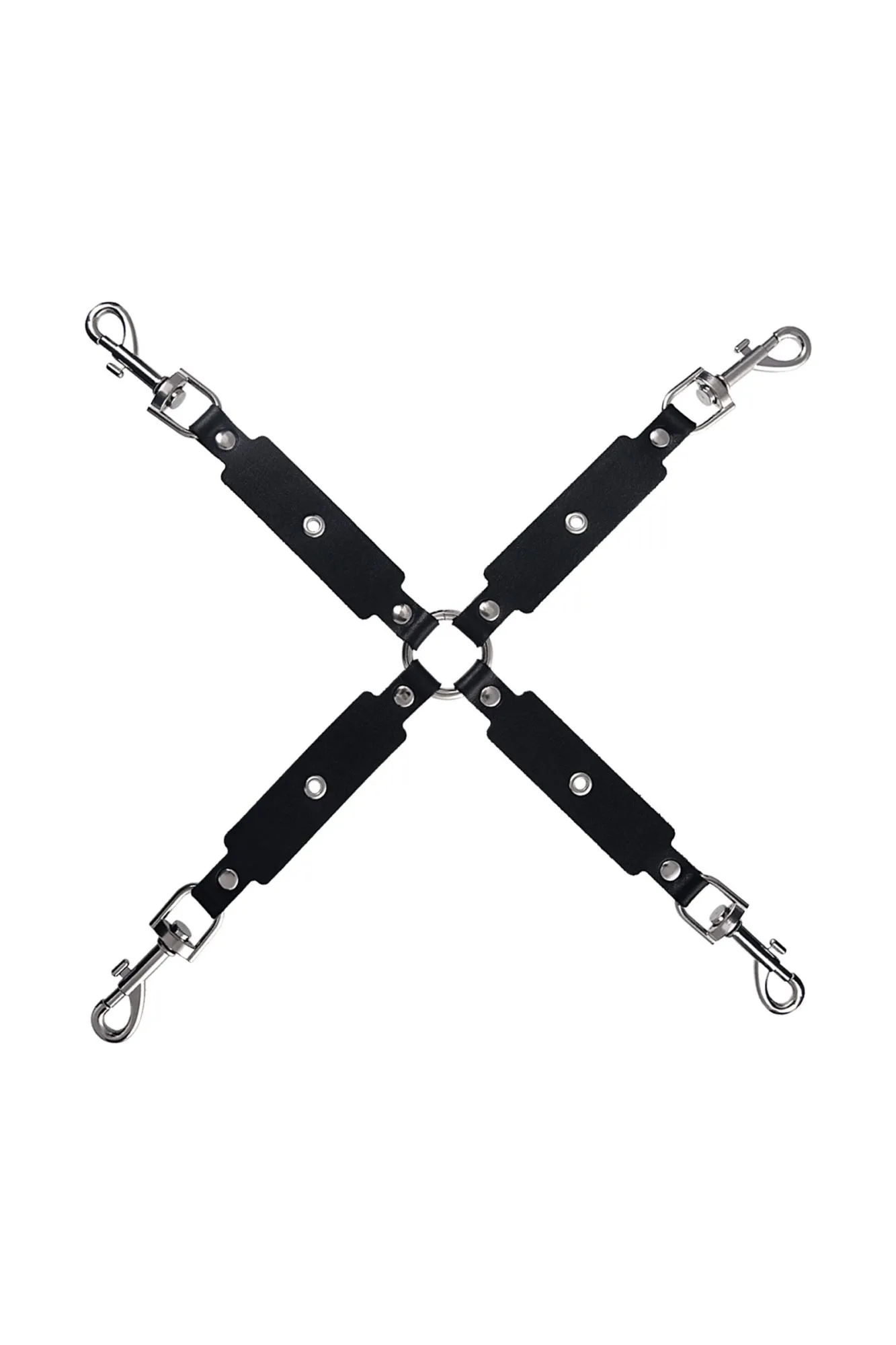 сцепка pecado bdsm, крестообразная с карабинами, для фиксации рук и ног, натуральная кожа, черный в Перми