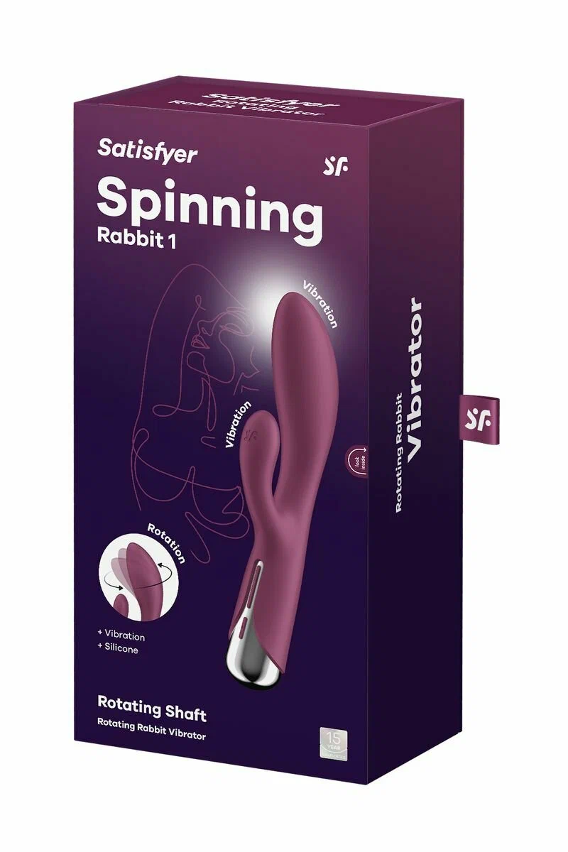 вибратор-кролик с ротацией satisfyer spinning rabbit 1, силикон, бордовый, 20,5 см в Перми