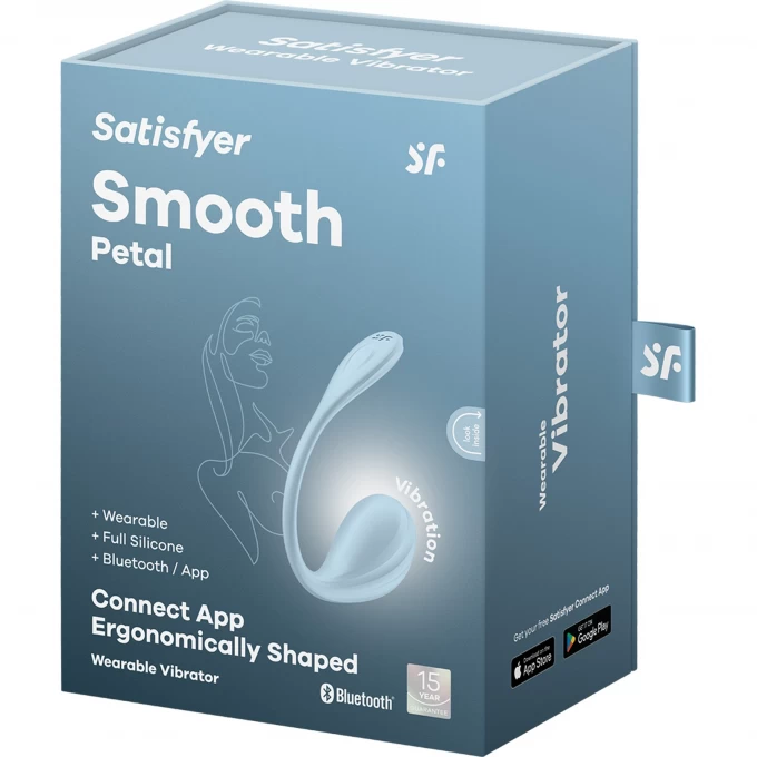 виброяйцо satisfyer smooth petal connect app, голубое, 6,5 см в Перми