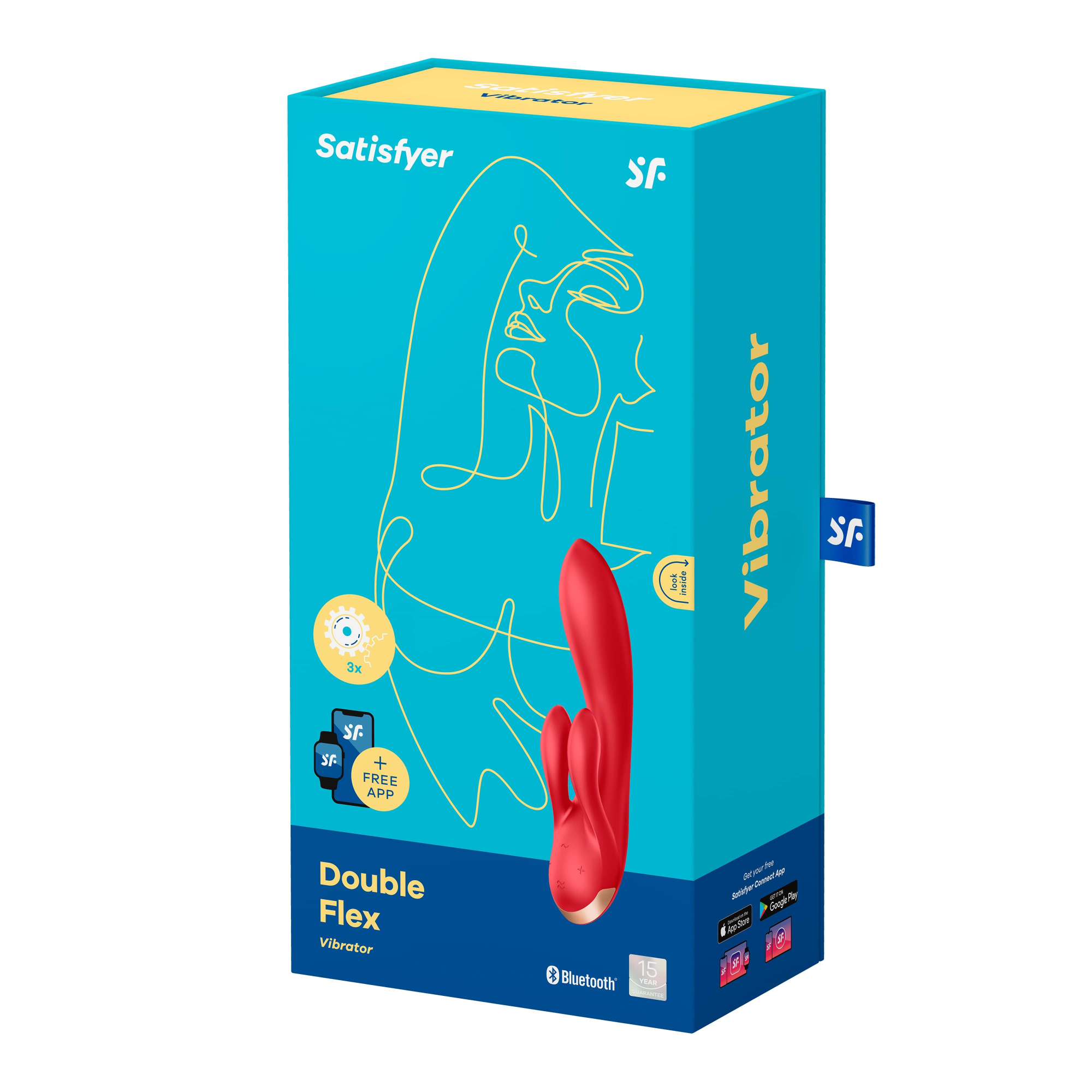 вибратор-кролик satisfyer double flex с двумя клиторальными отростками (красный) в Перми