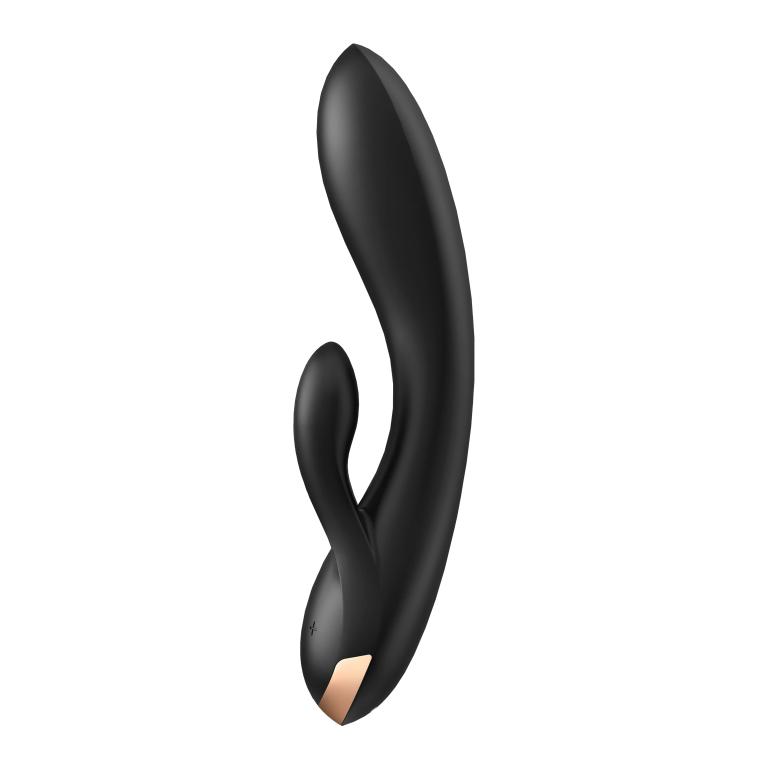 вибратор-кролик satisfyer double flex с двумя клиторальными отростками (черный) в Перми