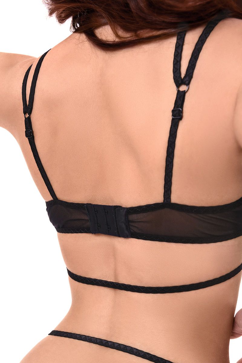 Эротическое боди с кружевом жабо erolanta eva, черное в Перми