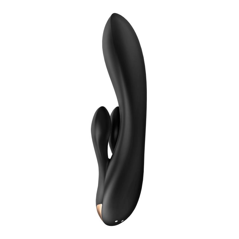 вибратор-кролик satisfyer double flex с двумя клиторальными отростками (черный) в Перми