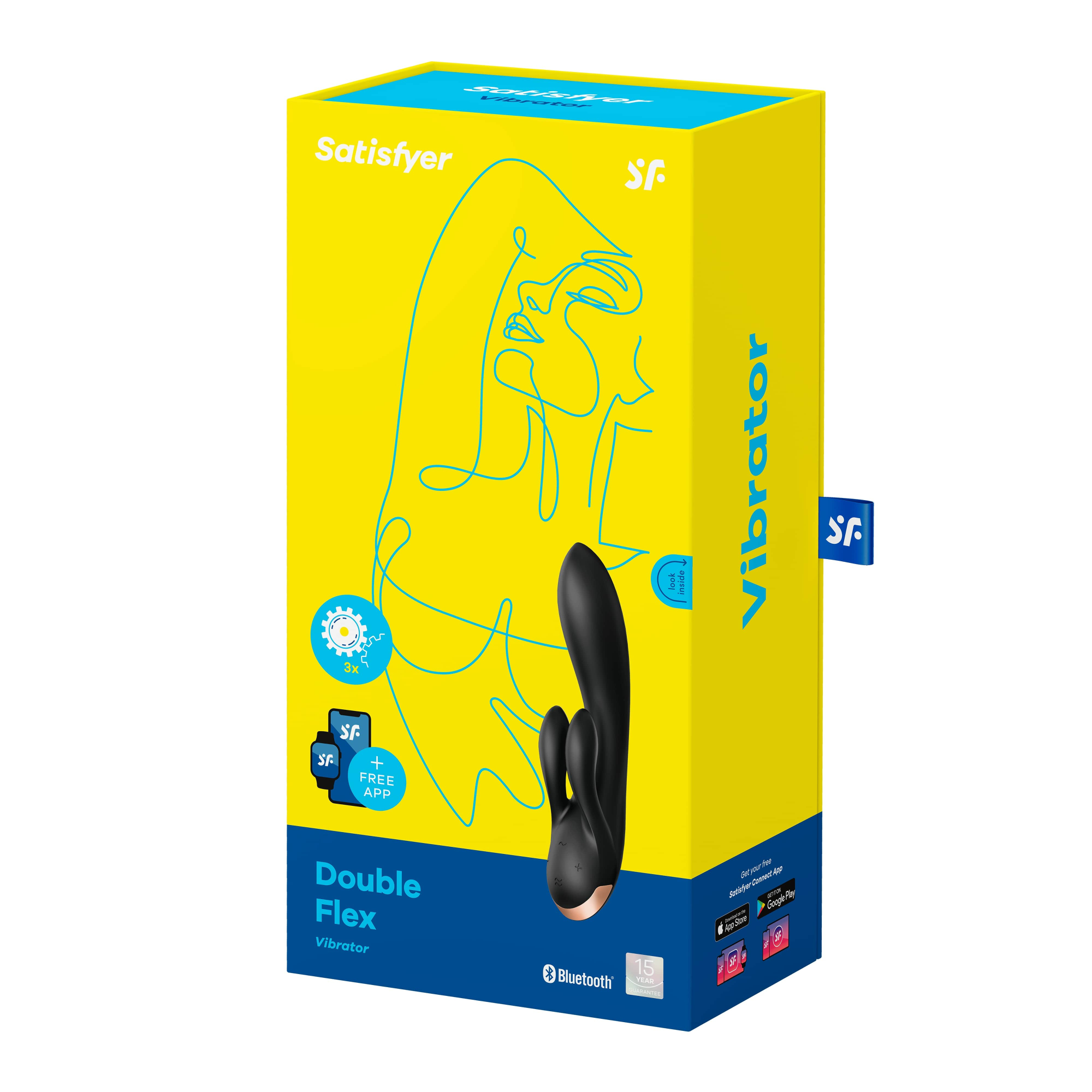 вибратор-кролик satisfyer double flex с двумя клиторальными отростками (черный) в Перми