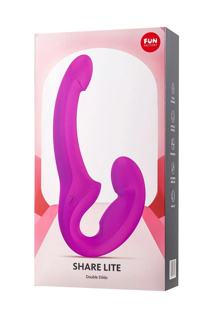 анатомический безремневой страпон fun factory share lite, силикон, малиновый, 16,5 см в Перми