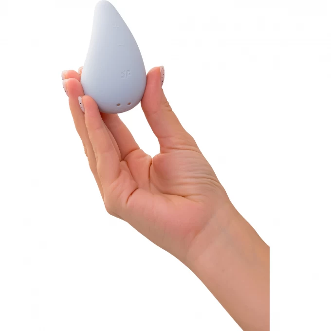 вибромассажер satisfyer dew drop, силикон, голубой, 8,1 см в Перми