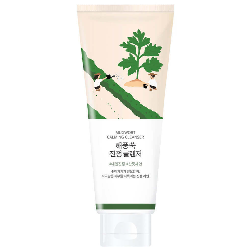 round lab mugwort calming cleanser, успокаивающая пенка для умывания с экстрактом полыни 150 мл в Перми