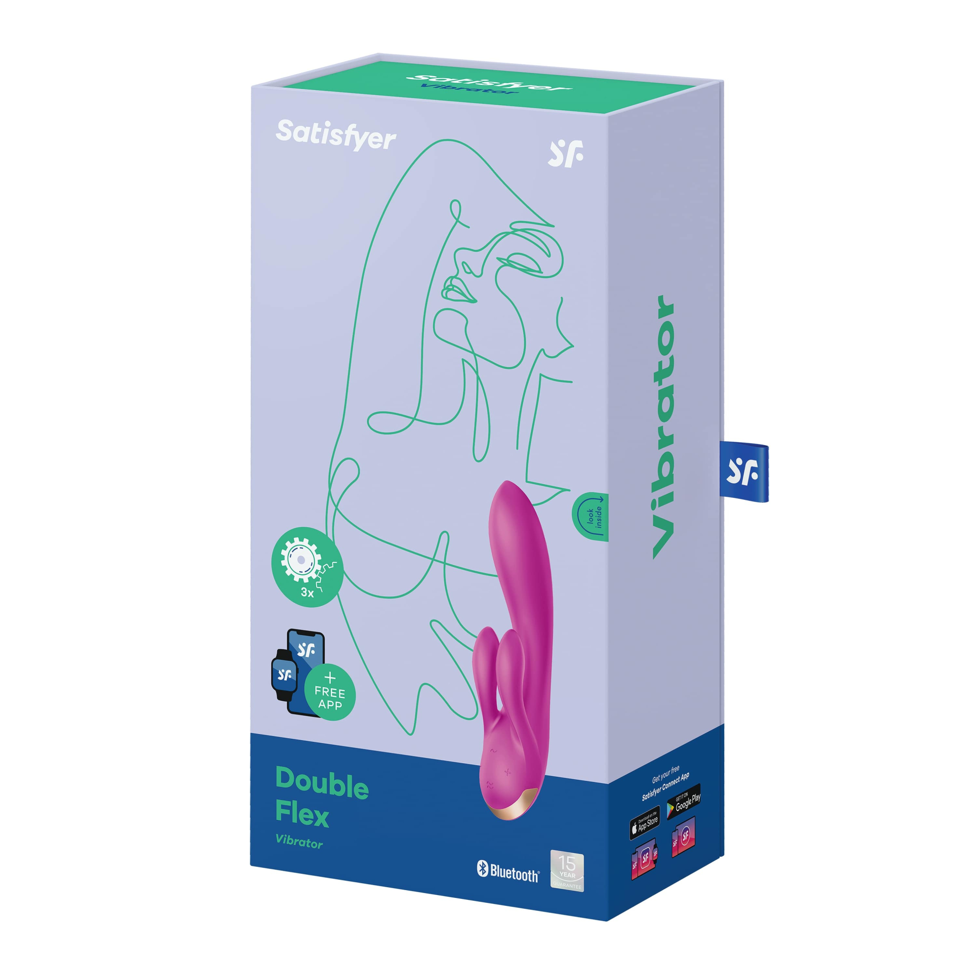 вибратор-кролик satisfyer double flex с двумя клиторальными отростками (фиолетовый) в Перми