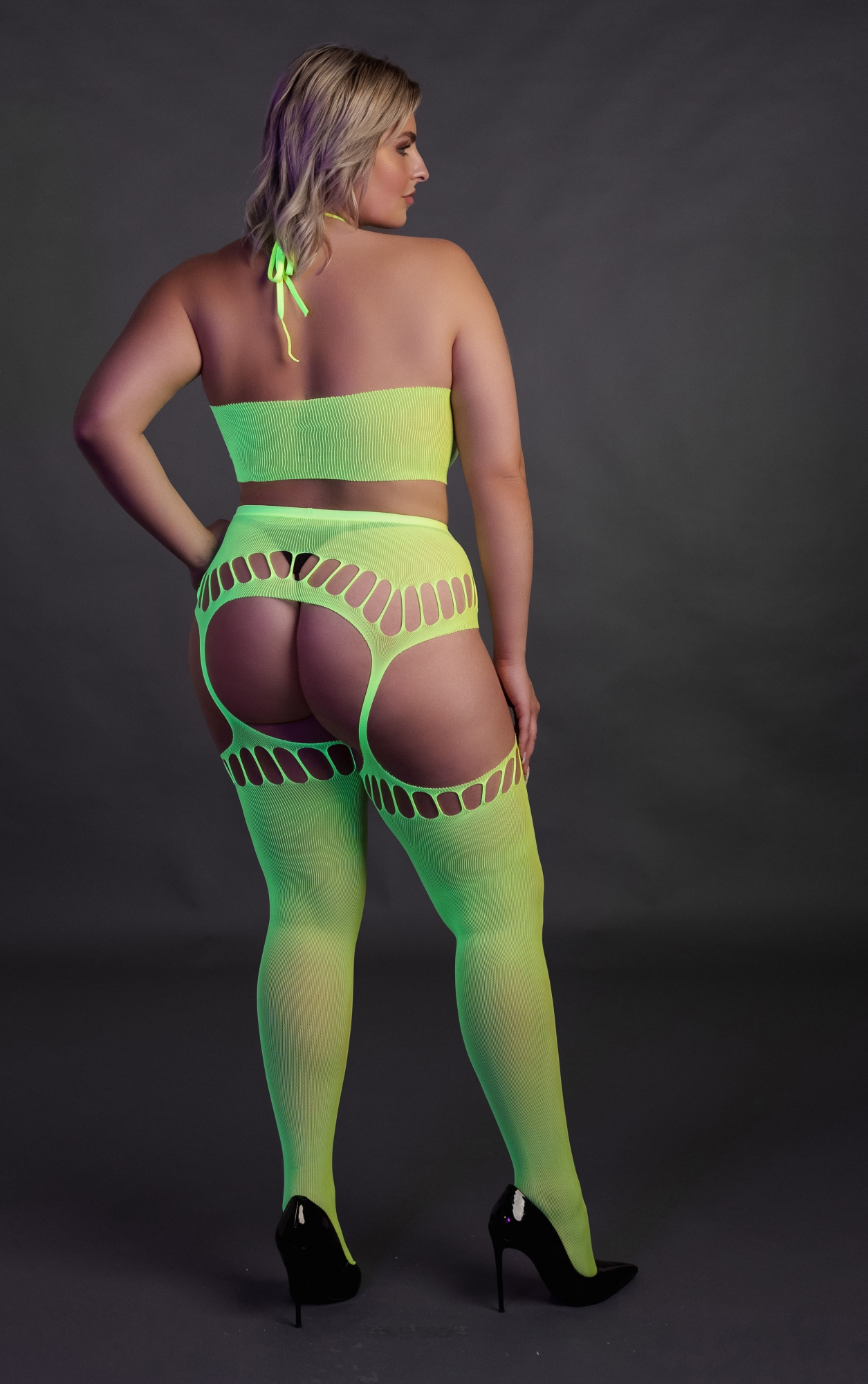 Эротическое топ в комлекте с чулками two piece with crop top and stockings - green - xl/xxxxl в Перми
