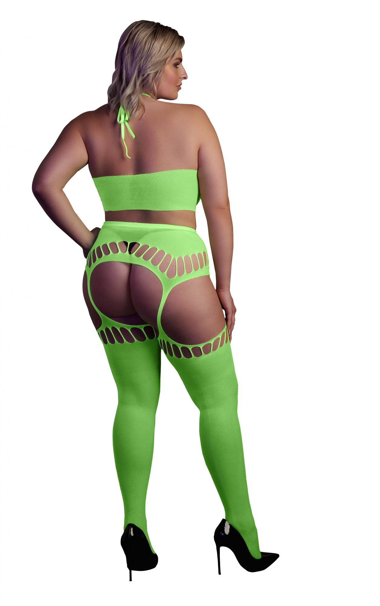 Эротическое топ в комлекте с чулками two piece with crop top and stockings - green - xl/xxxxl в Перми