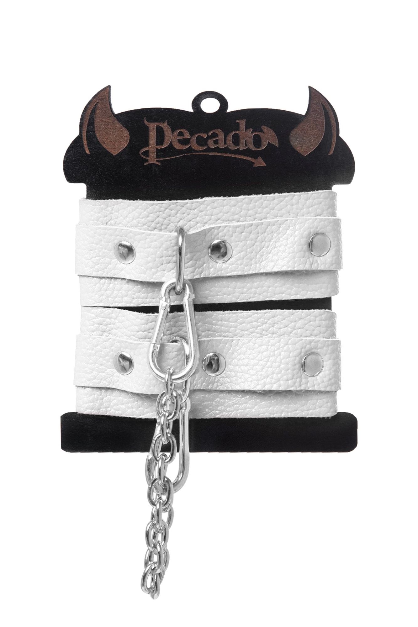оковы мини pecado bdsm, со скруглёнными углами, натуральная кожа, белые в Перми