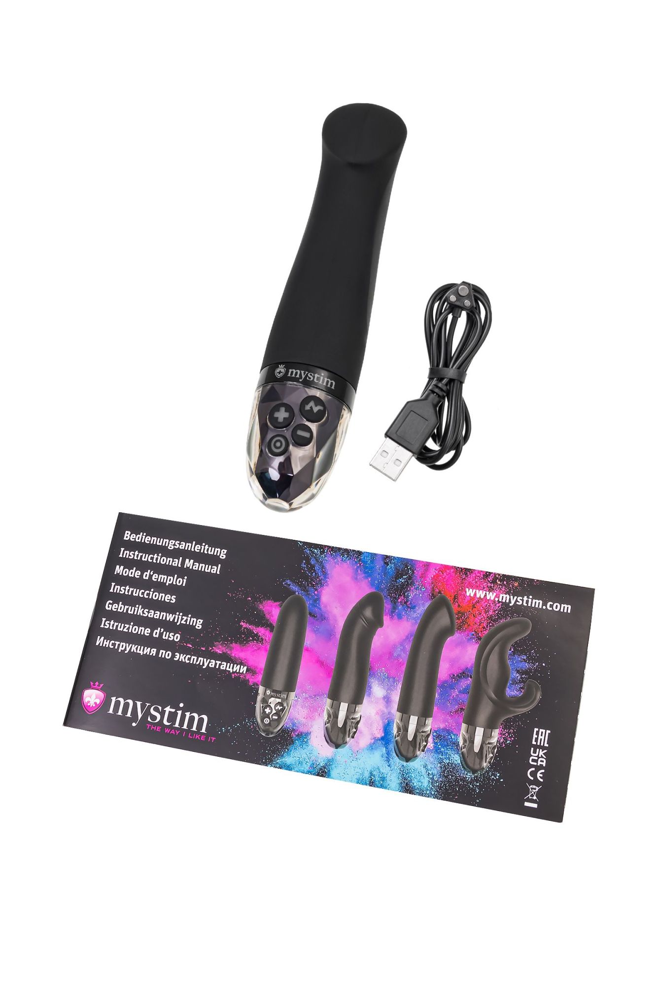 вибратор mystim right on ron с электростимуляцией,силикон, черный, 16,5 см в Перми