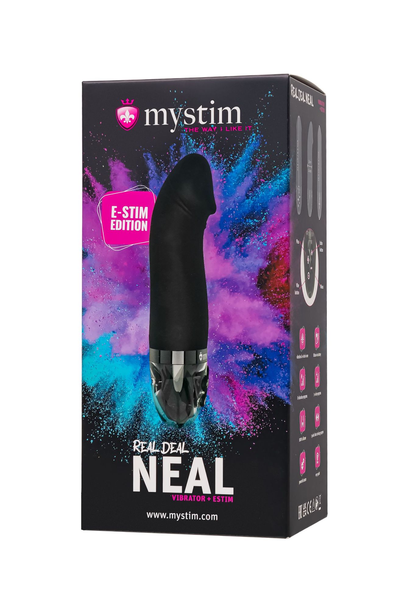 вибратор mystim real deal neal с электростимуляцией, силикон, черный, 16,5 см в Перми